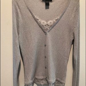 Silver sparkling sweater with lace